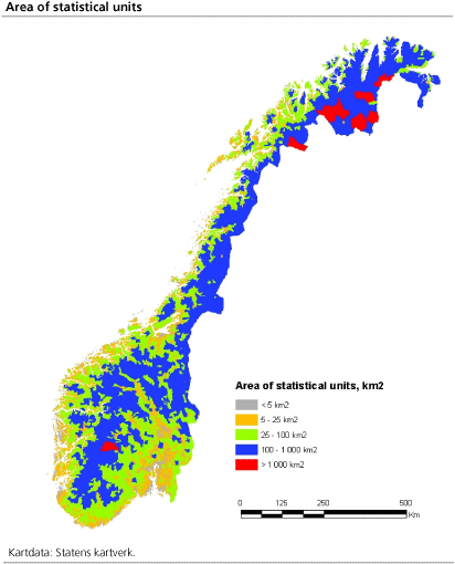 Area of statistical units by size. 1. January 2006.