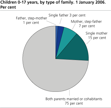 Children 0-17 years, by type of family. 1 January 2006. Per cent