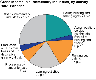 Gross income in supplementary industries, by activity. 2007. Per cent