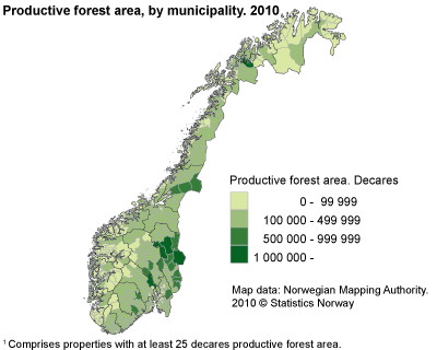 Productive forest area, by municipality. 2010