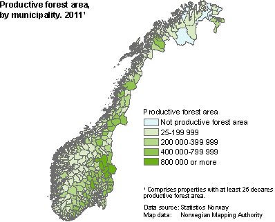 Productive forest area, by municipality. 2011