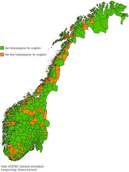Figur 3. Kommuner med helsestasjon for ungdom. 2006
