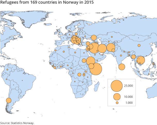 Refugees from 169 countries in Norway in 2015 Refugees from 169 countries in Norway in 2015