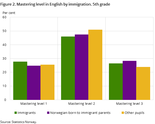 Figure 2. Mastering level in English by immigration. 5th grade