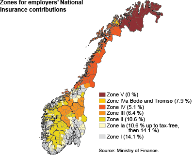 Zones for employers’ National Insurance contributions