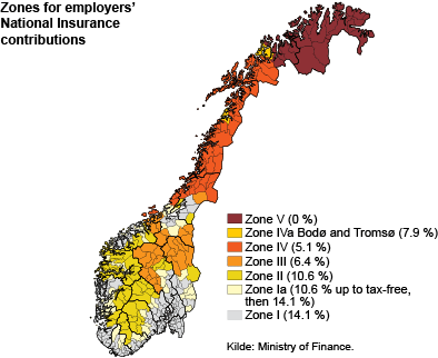 Zones for employers’ National Insurance contributions