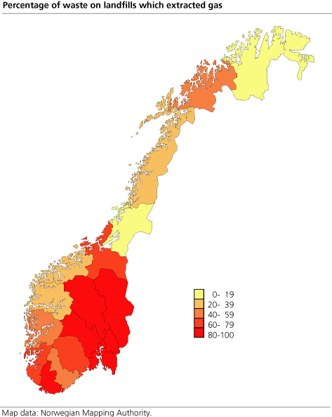 Percentage of waste on landfills with gas extraction. 2001. Tonnes