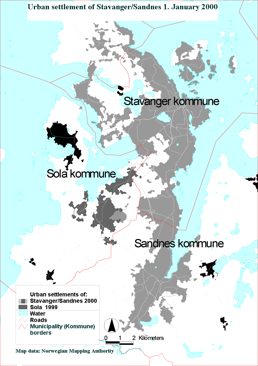  Stavanger/Sandnes urban settlement. 1. January 2000