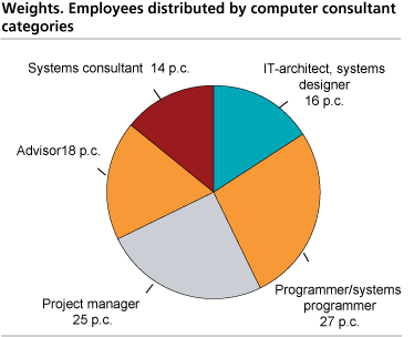 Weights. Employees distributed by computer consultant categories. 