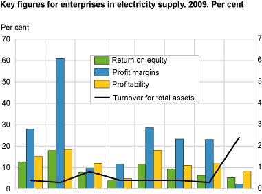 Key figures for enterprises in electricity supply. 2009