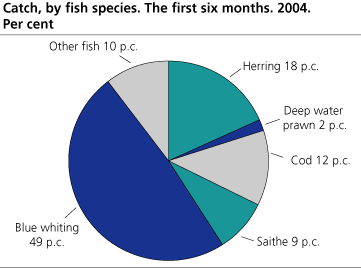 Catch quantity, by fish species. 2004*. Per cent