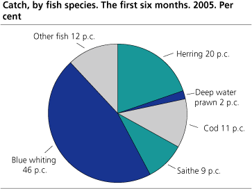 Catch quantity, by fish species. 2005*. Per cent