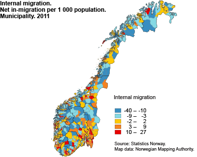 Internal migration. Net in-migration per 1 000 population. Municipality