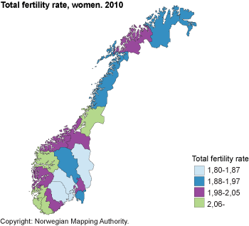 Total fertility rate, women. 2010.