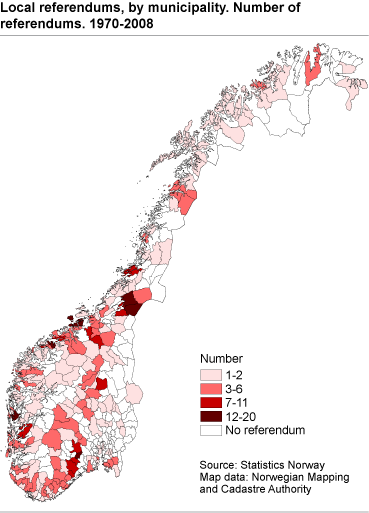 Local referendums, by municipality. Number