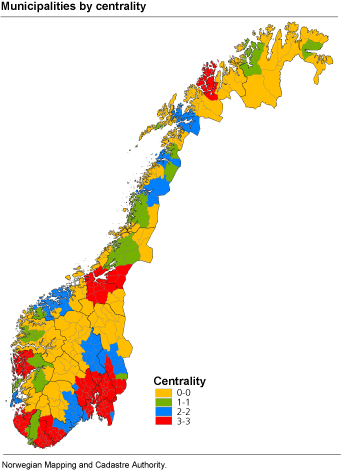 Municipalities by centrality