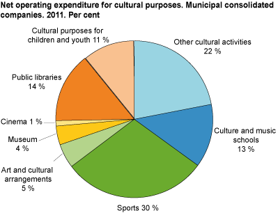 Net operating expenditure for cultural purposes in the municipalities. 2011