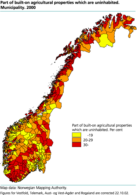 Part of built-on properties which are uninhabited. Municipality. 2000