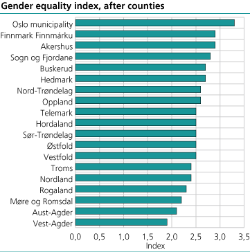 Gender equality index, by county