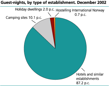 Guest nights, by type of establishment. December 2002
