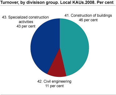 Turnover, by division group. Local KAUs. 2008. Per cent