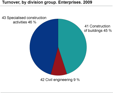 Turnover, by division. Enterprises. 2009