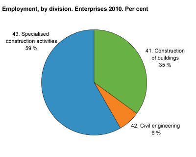 Employment by division group. Enterprises. 2010 