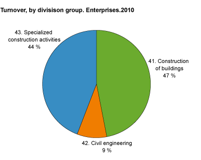 Turnover by division group. Enterprises. 2010. Per cent 