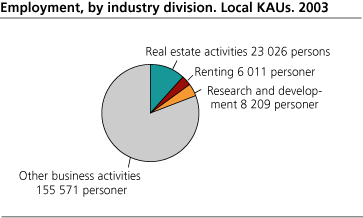 Employment, by industry division. Local KAUs, 2003.