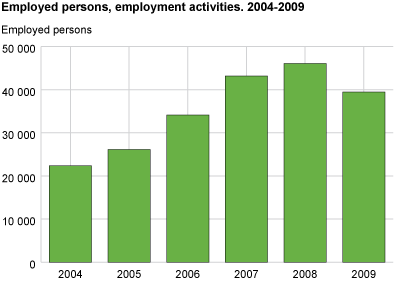 Employed persons, employment activities. 2004-2009