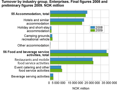 Turnover by industry group. Enterprises. Final figures 2008 and preliminary figures 2009. NOK million