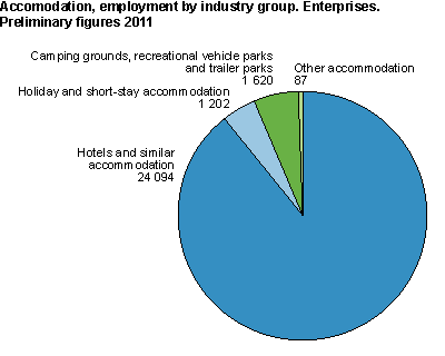 Accomodation, employment by industry group. Entereprises. Preliminary figures 2011