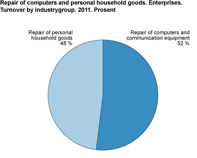 Repair of computers and personal household goods. Turnover by industry group. 2011