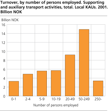 Turnover, by number of persons employed. Local KAUs. 2001