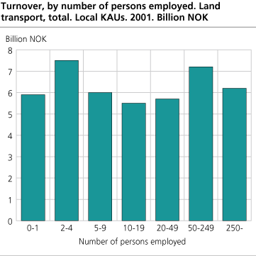 Turnover, by number of persons employed. Local KAUs. 2001