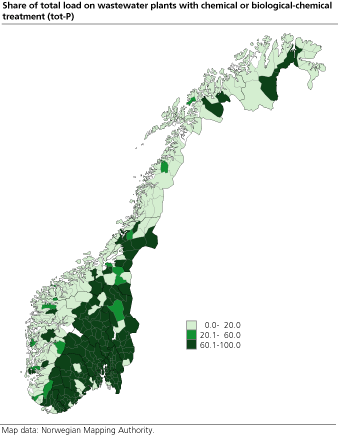 Share of total load on wastewater plants with chemical or biological-chemical treatment (tot-P)