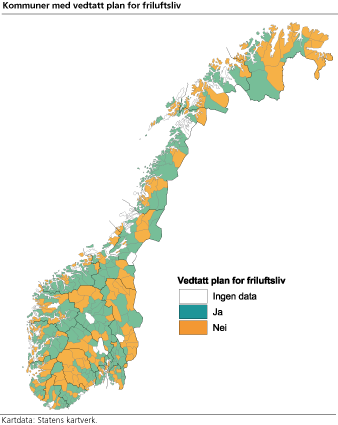 Kommuner med vedtatt plan for friluftsliv