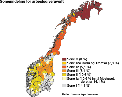 Soneinndeling for arbeidsgiveravgift