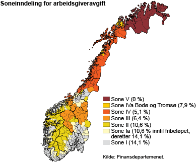 Soneinndeling for arbeidsgiveravgift