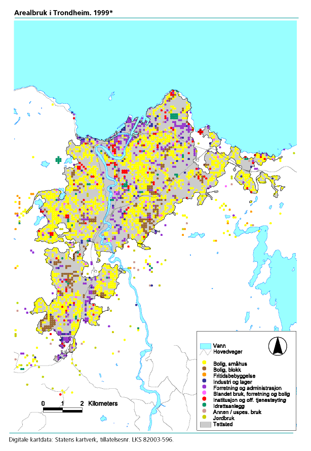  Arealbruk i Trondheim. 1999