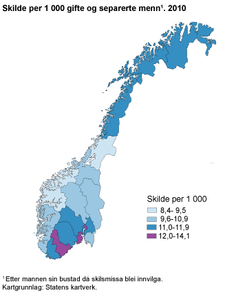 Skilde per 1 000 gifte og separerte menn. 2010