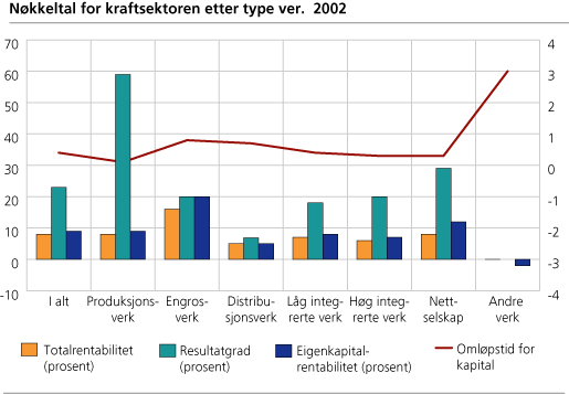 Nøkkeltal for kraftsektoren, etter type verk. 2002