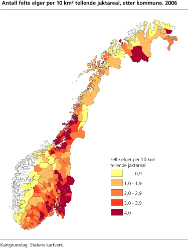 Antall felte elger i Finnmark. 1992-2006