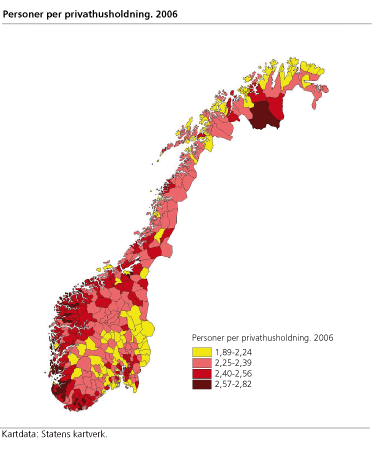 Personer per privathusholdning, 2006