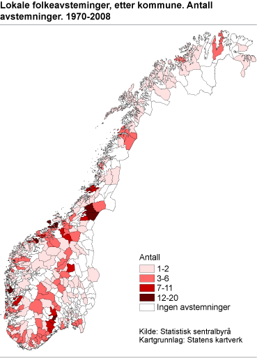 Lokale folkeavstemninger, etter kommune. Antall