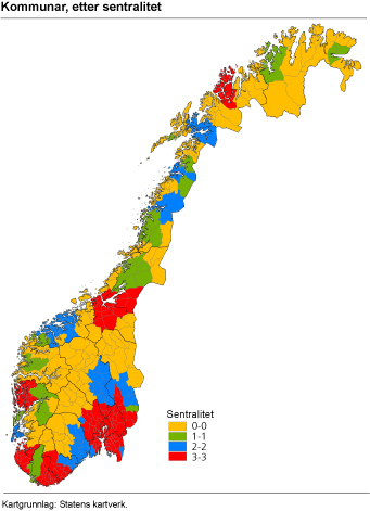 Kommunar, etter sentralitet