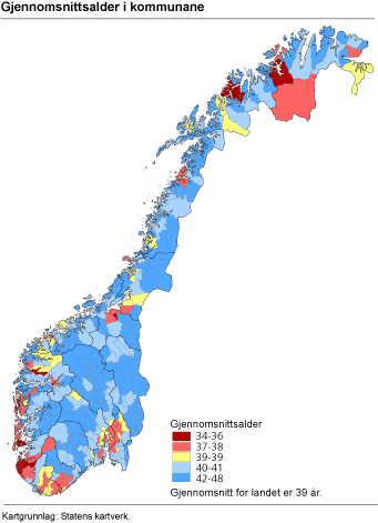 Gjennomsnittsalder i kommunane