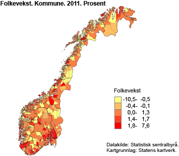 Folkevekst. Kommune. 2011 (kart)