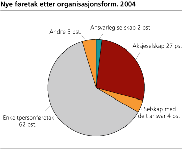 Nye føretak etter organisasjonsform. 2004