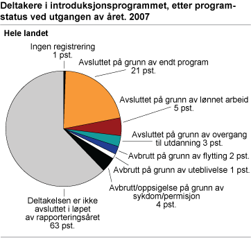 Deltakere i introduksjonsprogrammet, etter programstatus ved utgangen av året. 2007